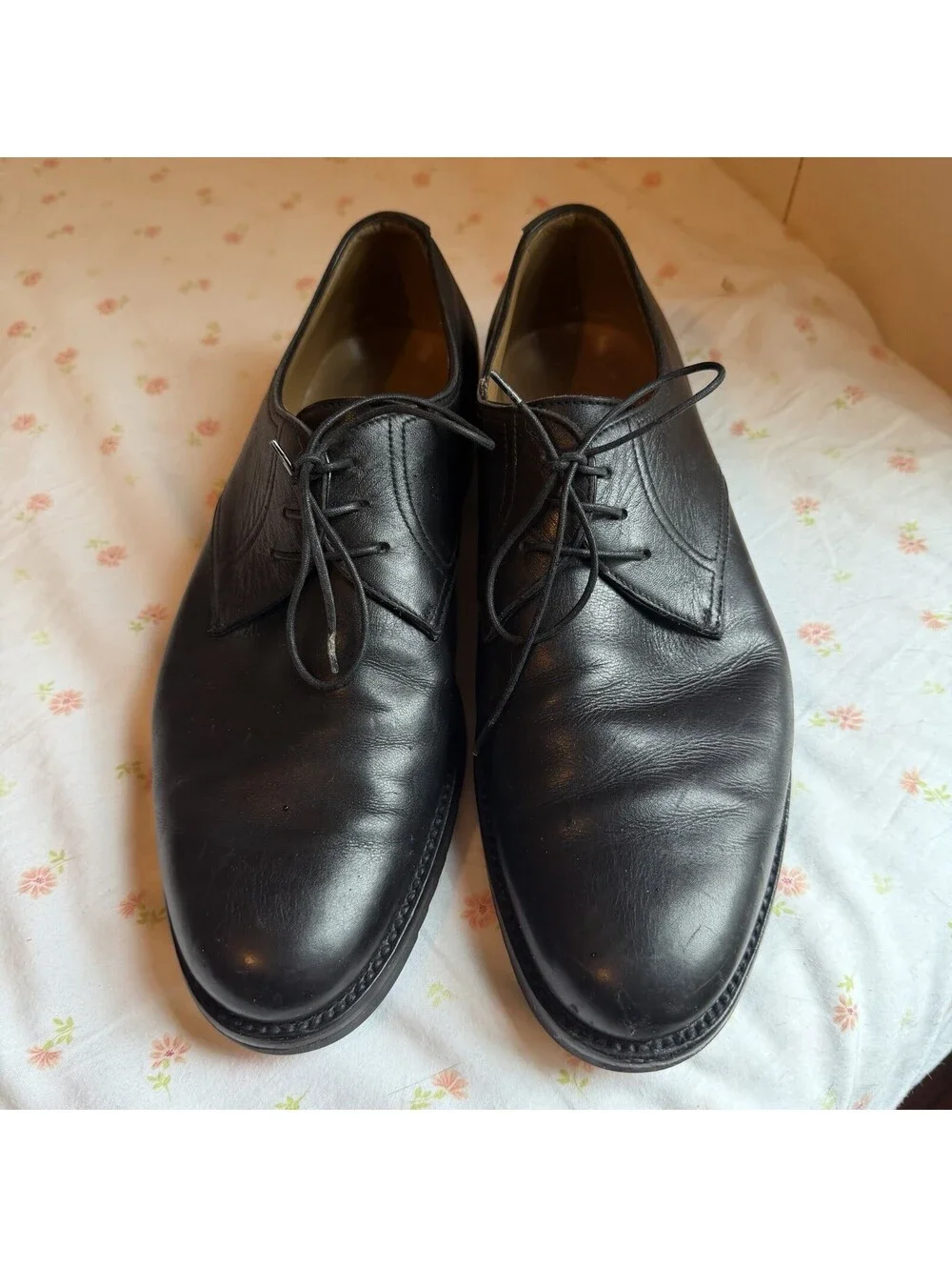 Gravati 17694 Black Leather Plain Toe Oxford Derby Shoes Italy 8.5W Vibram Sole